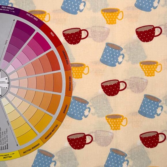 Dotted Coffee Cups on Cream Cotton Fabric by Quilter's Showcase - 1/2 Yard - Picture 6 of 6